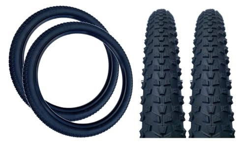 Mountain Bike Tyres : Baldy's PAIR 27.5 x 2.10 BLACK Off Road Knobby Tread Tyres for MTB Mountain Bikes (Pack of 2)