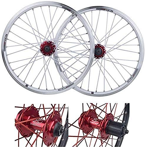 Mountain Bike Wheel : 20 inch Mountain Bike Rims Front Wheel Rear Wheel Alloy Wheel Double Wall Disc Brake / V Brake Quick Release Bicycle Wheels White 32H 7 / 8 / 9 / 10 Speed Ball Hub