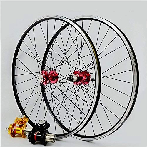 Mountain Bike Wheel : 26 inch Mountain Bike Bicycle Wheels Double Wall Aluminum Alloy Disc / V-Brake Cycling QR Rim Front 2 Rear 4 Palin 7 8 9 10 11 Speed (Color: C)