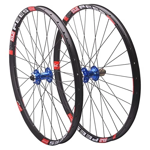 Mountain Bike Wheel : Bike 27.5 / 29er Aluminum Alloy Rim Mountain Bike Wheelset MTB Bicycle Clincher Wheels 32H For 8 9 10 11 Speed (Color : Blue, Size : 29.5INCH)