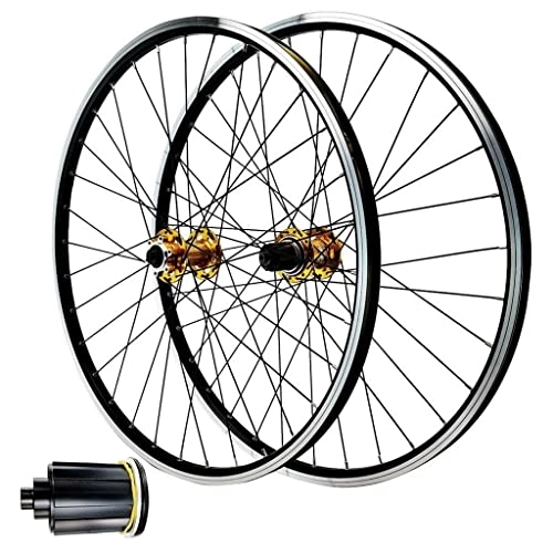 Mountain Bike Wheel : Bike Wheels V Brake 26 Inch 27.5 ”29 Er, Double Wall Aluminum Alloy Hybrid / Mountain Bike Hub 32 Hole for 7 / 8 / 9 / 10 / 11 Speed (Gold 29 inch)