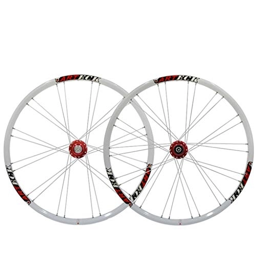 Mountain Bike Wheel : Components MTB Cycling Wheel 26 Inch Bicycle Wheelset 11 Speed Rims 559 Disc Brake Mountain Bike Wheel Sealed Bearing Hub QR For Cassette Flywheel (Color : Red White, Size : 26INCH)