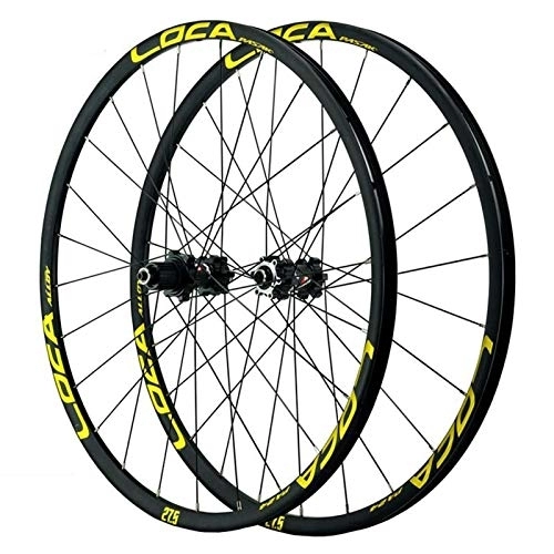 Mountain Bike Wheel : LvTu Mountain Bike MTB Wheelset 26 / 27.5 / 29 inch, Sealed Bearing Disc Brake Wheel 8 / 9 / 10 / 11 / 12 Speed Cassette 24H Bicycle Rim (Color : Gold, Size : 29 inch)