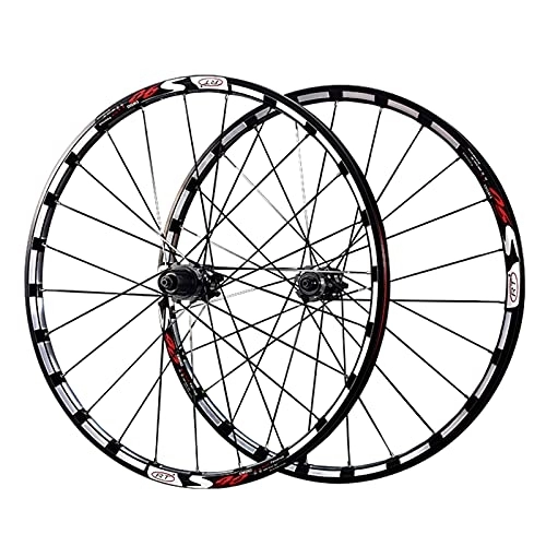 Mountain Bike Wheel : Mountain Bike Wheelset, Aluminum Alloy Quick Release Front Rear Wheels Black Bike Wheels, Fit 7-11 Speed Cassette Bicycle Wheelset, Black_S90 27.5 Inch,