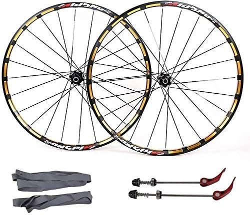 Mountain Bike Wheel : Wheels Mountain Bike Wheelset Bicycle front rear wheels for 26" 27.5" Mountain Bike, MTB Bike Wheel Set 7 bearing 24H Alloy drum Disc brake 7 8 9 10 11 Speed ( Color : Yellow , Size : 27.5inch )