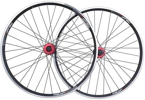 Mountain Bike Wheel : Wheelset 26 Inch Mountain Bike Wheelset, Double Wall Aluminum Alloy Disc / V Brake QR 7 / 8 / 9 / 10 Speed Freewheel Set 32H Cycling Bicycle Wheels road Wheel (Color : Black, Size : 26inch)