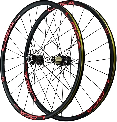 Mountain Bike Wheel : Wheelset 29 inch Bike Wheelset, 24 Holes Standard American Mouth Quick Release 8 / 9 / 10 / 11 / 12 Speed Mountain Bike Cycling Wheels road Wheel (Color : Red, Size : 29inch)