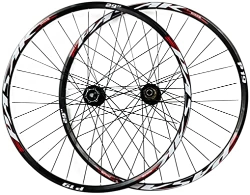 Mountain Bike Wheel : ZECHAO Mountain Bicycle Wheelset 26 / 27.5 / 29In, Barrel Shaft Bike Wheel Front Rear Quick Release Disc Brake Double Wall MTB Rim 7-11 Speed Wheelset (Color : Red-1, Size : 27.5INCH)
