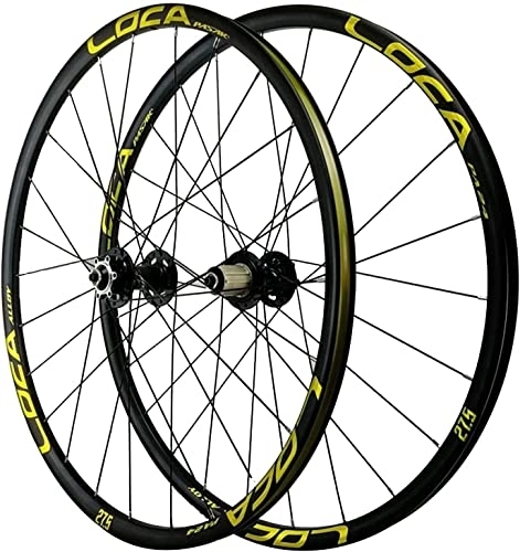 Mountain Bike Wheel : ZECHAO Mountain Bike Wheelset 26 / 27.5 / 29in, Double Walled Aluminum Alloy Bicycle Wheel Disc Brake 24H for 7-11 Speed Quick Release Wheelset (Color : Gold, Size : 29inch)