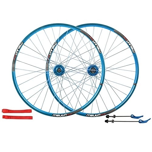 Mountain Bike Wheel : zmigrapddn MTB Bike Wheelset Cycling Wheels, 26 Inch Double Wall Quick Release Discbrake Hybrid / Mountain Rim 32 Hole 8 9 10 11 Speed (Color : Blue)