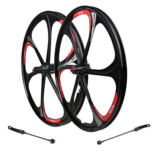 Mountain Bike Wheel : ZNND 26in Bike Wheelset, 5 Spoke Bearing Quick Release Magnesium Alloy Mountain Bike Integrated Wheel (Color : Black)