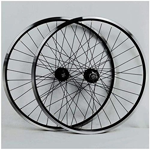 Mountain Bike Wheel : ZQN MTB Wheelset, 26Inch Bicycle Cycling Rim, Mountain Bike Wheel 32H Disc / Rim Brake 8 / 9 / 10 Speed QR Cassette Hubs Sealed Bearing 6 Pawls, Black hub