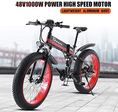Vélo de montagne électrique pliant : LPKK 4.0Fat Pliant Adulte pneus de vélo électrique vélo Batterie au Lithium 48V Vélo électrique Vélo électrique Montagne Moto Neige E-Bike 0814
