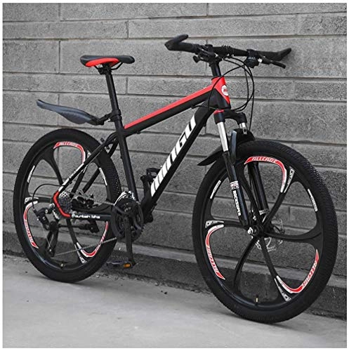 Vélo de montagnes : RLF LF Vélo de montagne pour homme 66 cm, acier à haute teneur en carbone, VTT avec suspension avant, selle réglable, 21 vitesses, noir 3 rayons, D, 24 Inch 21 speed