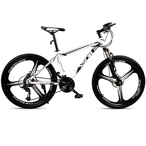 Vélo de montagnes : VTT, 26inch Mountain Bike, cadre en acier au carbone Vélos dur arrière, suspension à double disque de frein avant et 21 vitesses, 24 vitesses, 27 vitesses ( Color : Black+White , Size : 24-speed )