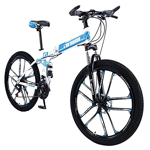 Vélos de montagne pliant : JIANMUDAN Vélos VTT Vélo Vélo Dual Bleu, avec 27 Vitesses, Pliage Rapide Ergonomique Léger, Antidérapant Résistant à l'usure, pour Hommes Ou Femmes