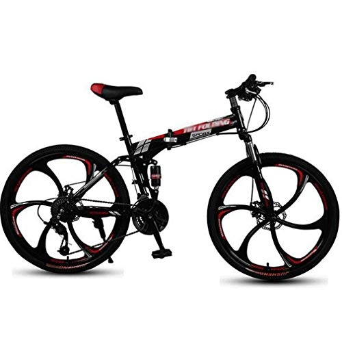 Vélos de montagne pliant : Vélo de montagne pour adulte, roues de 26 pouces, vélo à 21 vitesses à suspension complète engrenages VTT freins à double disque vélo de montagne, VTT semi-rigide en acier à haute teneur en carbone