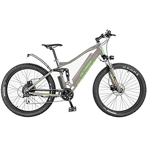 Vélos de montagne électriques : WXX 27.5"Vélo Électrique Adulte 36V 10Ah / 14Ah Batterie Au Lithium Amovible 7 Vitesses VTT Électrique pour Les Sports De Plein Air, Gris