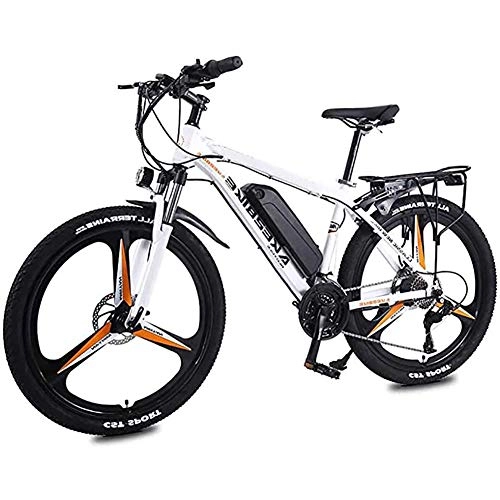Vélos de montagne électriques : WXX Adulte vélo électrique, 26 Pouces électrique VTT, 8Ah Batterie au Lithium 36V / 350W 27 Variable Speed ​​Boost vélo, pour l'extérieur Cyclisme, White Orange, 13AH