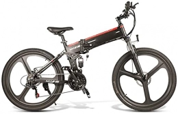 CCLLA Bici Bicicletta elettrica Batteria al Litio Pieghevole Alimentatore Cross-Country Mountain Bike Leggero Smart Commuter Fitness 48V (Colore: Nero)