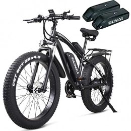 Vikzche Q Mountain bike elettriches Bicicletta elettrica da 26" Fat Tire Offroad, bicicletta elettrica per mountain bike, supporto pedale, 17 Ah, due batterie al litio, freno a disco idraulico GUNAI MX02S