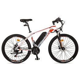 YANGAC Mountain bike elettriches Bicicletta elettrica da 26 pollici, con batteria da 36 V, 10 Ah, cambio a 21 marce e motore posteriore da 250 W per 25 km / h, durata 40-60 km per uomo e donna (bianco)