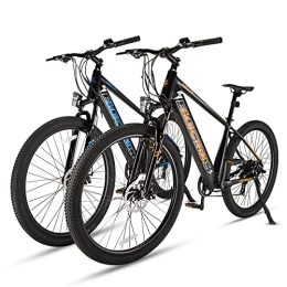 YANGAC Mountain bike elettriches Bicicletta elettrica da uomo e da donna da 27, 5", con batteria da 36 V-10, 4 Ah, 360 Wh e cambio Shimano a 7 marce, display LCD, bicicletta con forcella ammortizzata MTB, durata 50-80 km