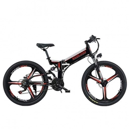 BNMZXNN Mountain bike elettriches Bicicletta elettrica pieghevole da montagna, bicicletta con batteria al litio, bicicletta fuoristrada da 350 W, velocit 48V10A90km21 da 26 pollici Shimano, Black-One wheeled dual battery version