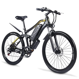 SONGZO Mountain bike elettriches SONGZO Electric Mountain Bike Bici Elettrica da 27, 5 pollici con Batteria al litio 48V15AH, bici Elettrica per adulti Shimano a 7 velocità e Doppi Ammortizzatori