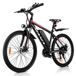 Vivi Mountain bike elettriches Vivi 26"mountain bike elettrica 350 W 36 V 10, 4 Ah batteria rimovibile pendolare bici 25 MPH 21 marce e-bike per adulti (ROSSO)