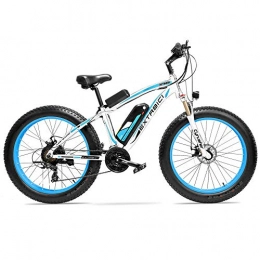 Extrbici Mountain bike elettriches Xf660 500 W / 48 V 1000 W bicicletta elettrica 26'X4.0 Big Shimano cambio bicicletta neve Beacn velocità di viaggio 7 / 21 Mountain Bike Ebike disco freno, blau 1000W