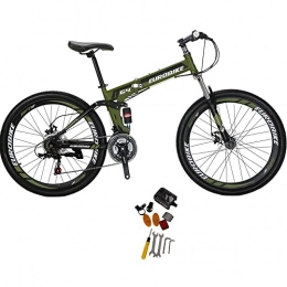 EUROBIKE Bici 26 '' Ruota Mountain Bike per uomini e donne Bicicletta pieghevole per Rider 5'5''-5'9'' (verde)