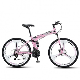 WXXMZY Bici Biciclette, Mountain Bike Pieghevoli, Telai In Acciaio Ad Alto Tenore Di Carbonio A 21 Velocità, 24 Velocità, 27 Velocità, 24 E 26 Pollici, Biciclette Per Studenti, ( Color : Pink , Size : 24 speed )