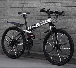 HJRBM Bici Biciclette pieghevoli per mountain bike, freno a doppio disco a 24 velocità da 26 pollici, sospensione completa antiscivolo, telaio in alluminio leggero, forcella ammortizzata, bianco, D 5-29 jianyou