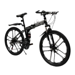 BJTDLLX Bici BJTDLLX Bicicletta pieghevole per adulti, 26 pollici, 21 marce, doppio freno a disco deluxe, pieghevole, altezza regolabile, forcella ammortizzata, bici da città, in acciaio al carbonio
