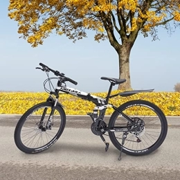 DSYOGX Bici DSYOGX Bicicletta pieghevole da 26 pollici, per adulti, 21 marce, con sospensioni a forcella, mountain bike, da uomo e da donna, per adulti, colore: bianco e nero