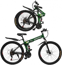 JZTOL Bici JZTOL Bici da 26 Pollici in Mountain Bike Pieghevole da Crociera Bicycles Bici Antiscivolo con 21 velocità, Freni A Doppio Disco Sospensione Completa per Adulti Uomini E Donna (Color : Green)