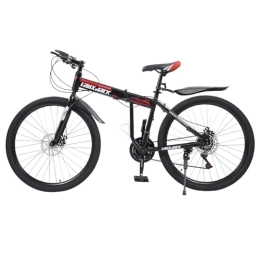 LNINNERY Bici LNINNERY Bicicletta pieghevole per mountain bike, 26 pollici, 21 marce, pieghevole, per adulti, per escursioni all'aperto, campeggio (nero e rosso)