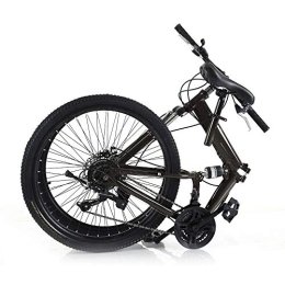 SHZICMY Bici Mountain bike, 26 pollici, pieghevole, in acciaio al carbonio, 21 marce, freni a disco, bici per adulti, bici da città (nero)