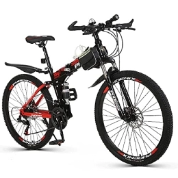 Generic Bici Mountain bike da 26 pollici, bicicletta pieghevole da montagna a 21 velocità con telaio in acciaio ad alto tenore di carbonio e freno a doppio disco,