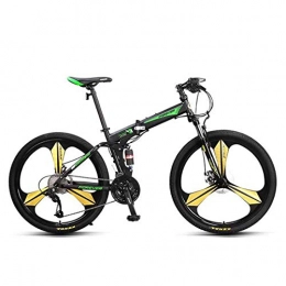 Creing Bici Pieghevole Bicicletta 27 velocit Mountain Bike con Doppio Assorbimento degli Urti 26 inch Citybike per Adulti Bici, Green