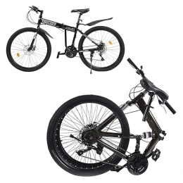 WSIKGHU Bici WSIKGHU Bicicletta pieghevole per adulti, 26 pollici, mountain bike, pieghevole, 21 marce, in acciaio al carbonio, per fuoristrada (160-19 cm, 130 kg, 85% premontata)