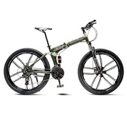 Zxb-shop Mountain Bike pieghevoles Zxb-shop Bike Pieghevole Green Mountain Bike della Bicicletta 10 Razze Ruote Pieghevole 24 / 26 Freni Doppio Disco Pollici (21 / 24 / 27 / 30 di velocità) (Color : 30 Speed, Dimensione : 24inch)