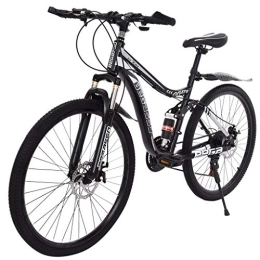 Genérico Bici 26in Carbon Steel Mountain Bike 21 Speed MTB Bicycle Full Suspension (Black, One Size)