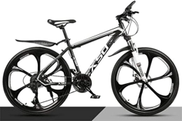 Generic  Bicicletta, mountain bike in acciaio ad alto tenore di carbonio 26 pollici ruota a raggi doppia sospensione, MTB da uomo (Color : Black white, Size : 27 speed)
