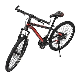 EurHomePlus Bici EurHomePlus Freno a disco per mountain bike, da 26", 21 marce, per mountain bike, per campeggio, viaggi e utilizzo in giardino (nero + rosso)