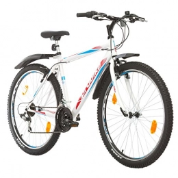 Multibrand Distribution Bici Multibrand, PROBIKE PRO 27, 27.5 Pollici, 483mm, Mountain Bike, Unisex, 21 velocità Shimano (Bianco / Rosso-Blu + Parafango)