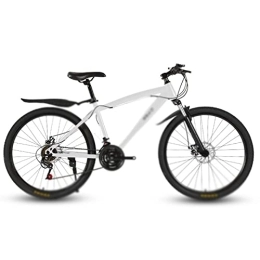 QYTEC Bici QYTEC Zxc - Bicicletta da uomo da 24 26'', cambio di velocità per bicicletta da montagna, doppio freno a disco, per studenti, adulti, assorbimento degli urti, bici da cross country (colore: bianco