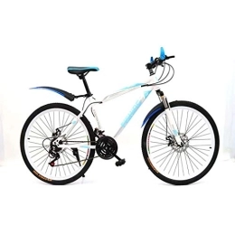 YAOXI Bici YAOXI Mountain Bike con Assorbimento degli Urti La Forcella Ammortizzata, 21-velocità Antiscivolo Presa Bicicletta Freni A Disco di Fronte E Dietro Bici per Bambini, White / Blue, 20Inch