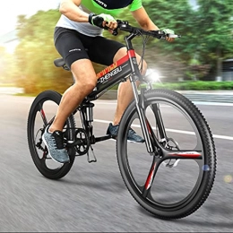 GAOXQ Bicicleta de montaña eléctrica plegables GAOXQ Bicicleta Eléctrica Bicicleta De Montaña Eléctrica, Bicicleta Eléctrica Plegable De 26 '' para Adultos, Batería De Iones De Litio De 48 V 10 Ah Red black-27 Speed